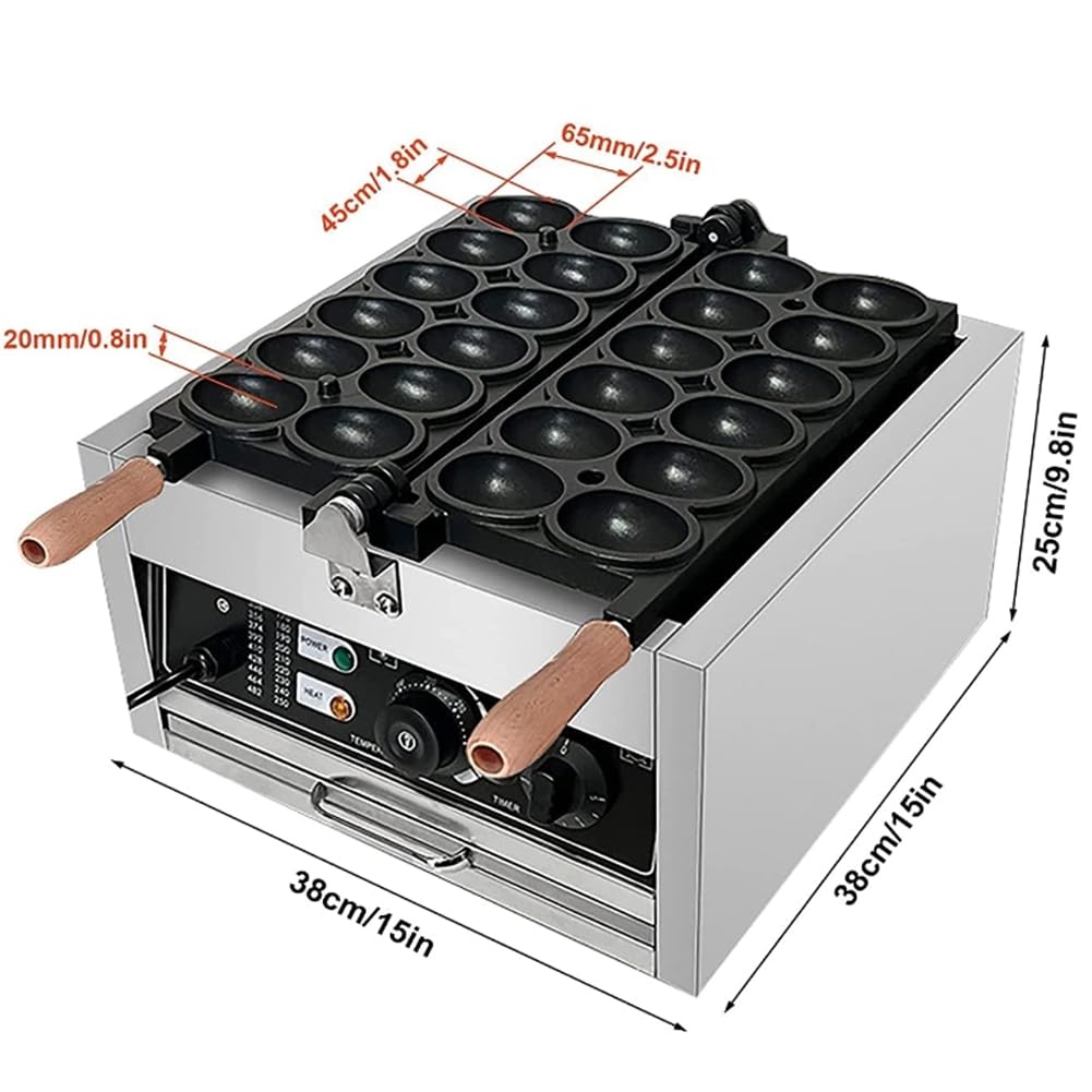 FURLOU Máquina para Hacer gofres con Forma de Huevo Comercial, máquina para Hacer gofres de Huevo Antiadherente eléctrica de 1800 We, máquina para Hacer Bolas de gofres con brocheta de Burbujas