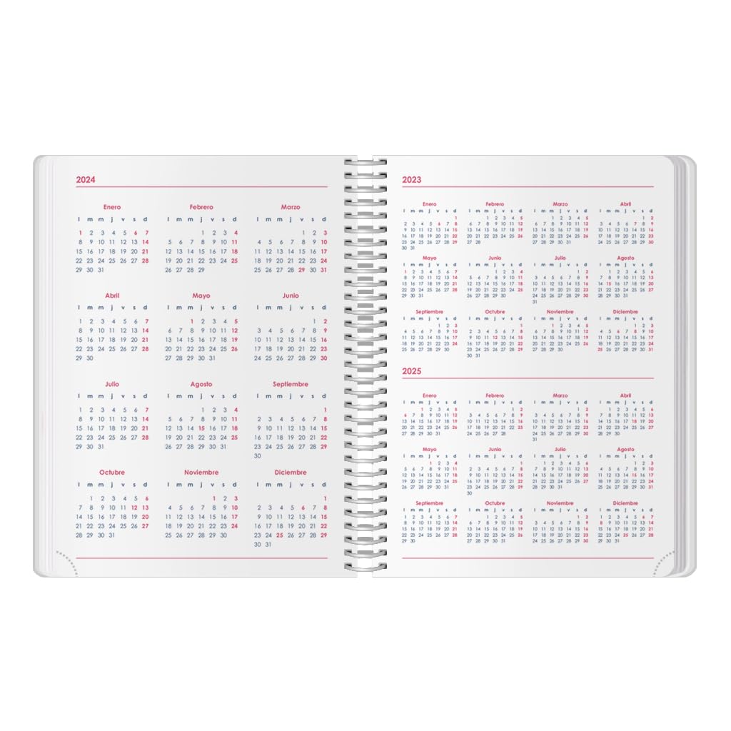 Q Kalon - Agenda 2024 January to December (12 months) - Day Page - A5 (15 x 21 cm) - Metallic spiral - Onyx - Image 3