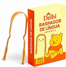 Raspador Limpador de Língua Infantil de Cobre Puro - Delhi Ayurveda - Pequeno Baby Criança