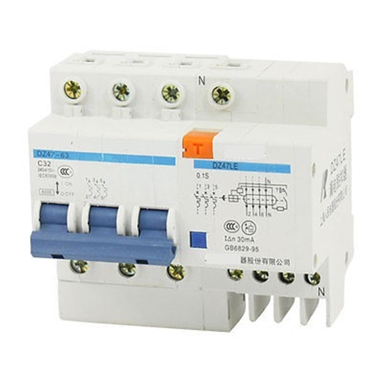 NVSFZGIYG 35mm DIN Rail 6000A Short Circuit Protector Breaker 3P 240V/415V 32A 1Pcs