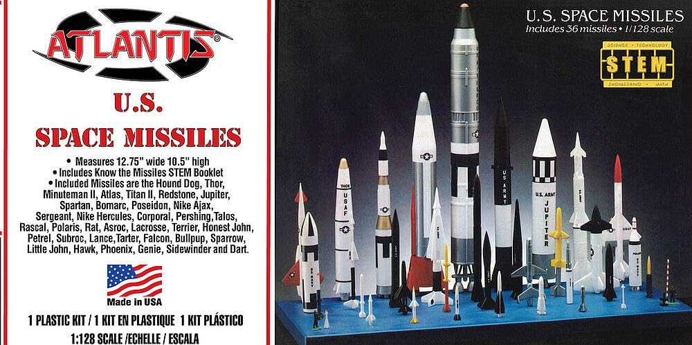 Atlantis Blue Plastic Model Kit-U.s. Space 36 Missiles Set Stem