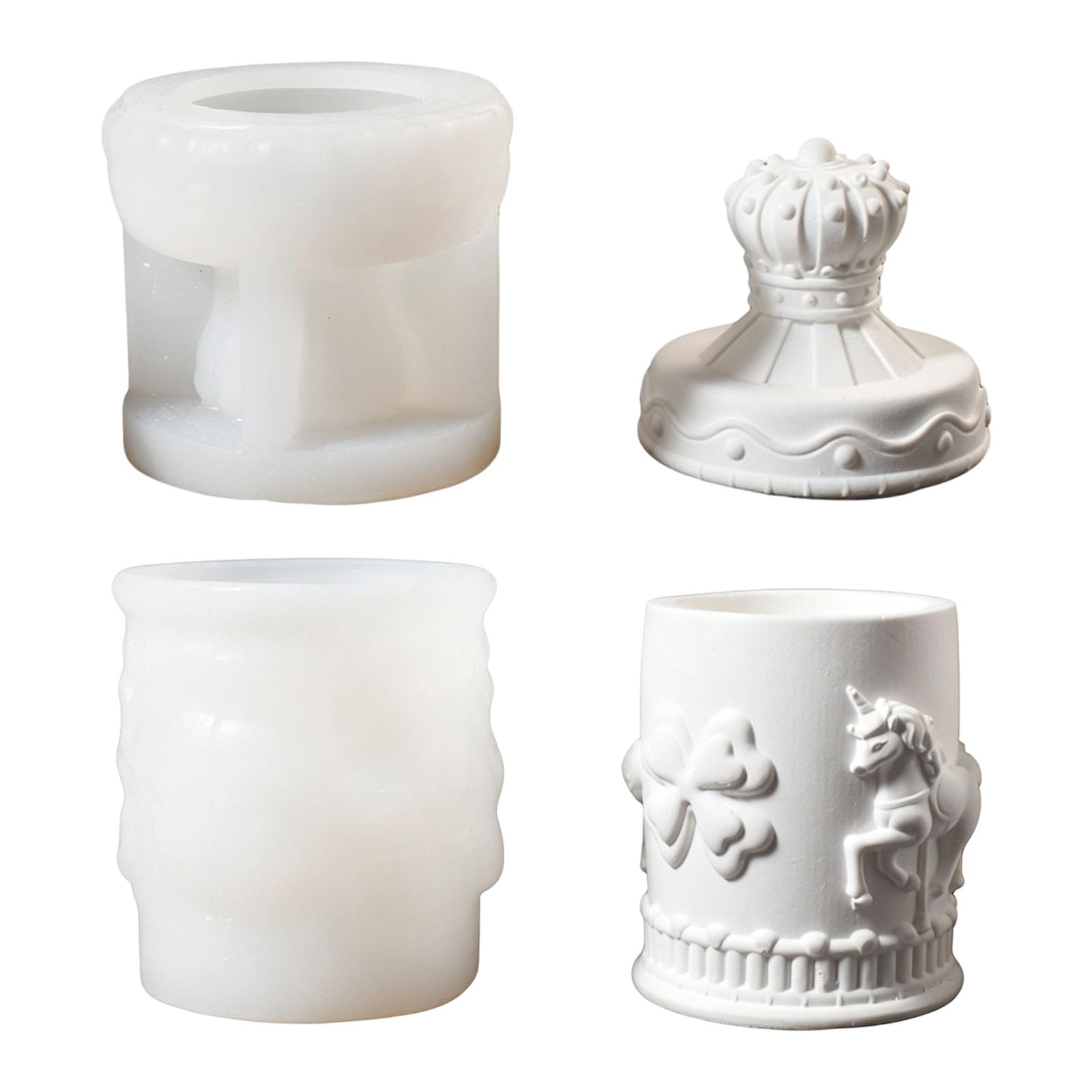 Oxxggkao Carousel Horse Silicone Molds Resin Jar with Lid for Making Cup Decorative Storage Jar and Resin Casting Epoxy Rosin Jewelry Cast