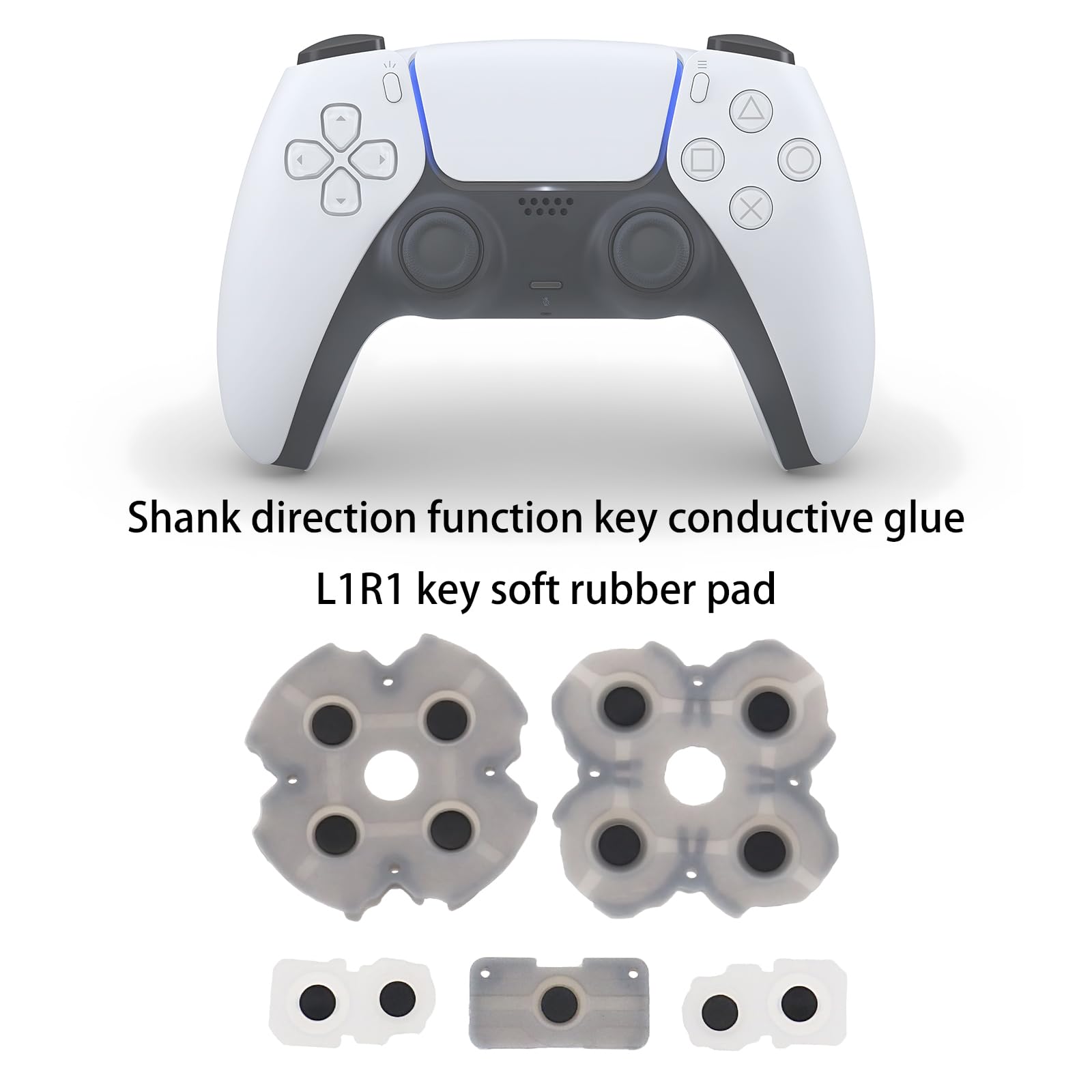 The Lord of the Tools Juego de 2 almohadillas de silicona conductoras para botón de mando L1R1, pieza de repuesto compatible con controlador PS5, color gris