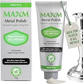 MAXM Pasta de polimento de metal para polimento de aço inoxidável, polimento cromado e polimento de alumínio – removedor de ferrugem para metal, removedor de arranhões de aço inoxidável, composto de