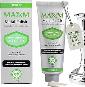 MAXM Pasta de polimento de metal para polimento de aço inoxidável, polimento cromado e polimento de alumínio – removedor de ferrugem para metal, removedor de arranhões de aço inoxidável, composto de