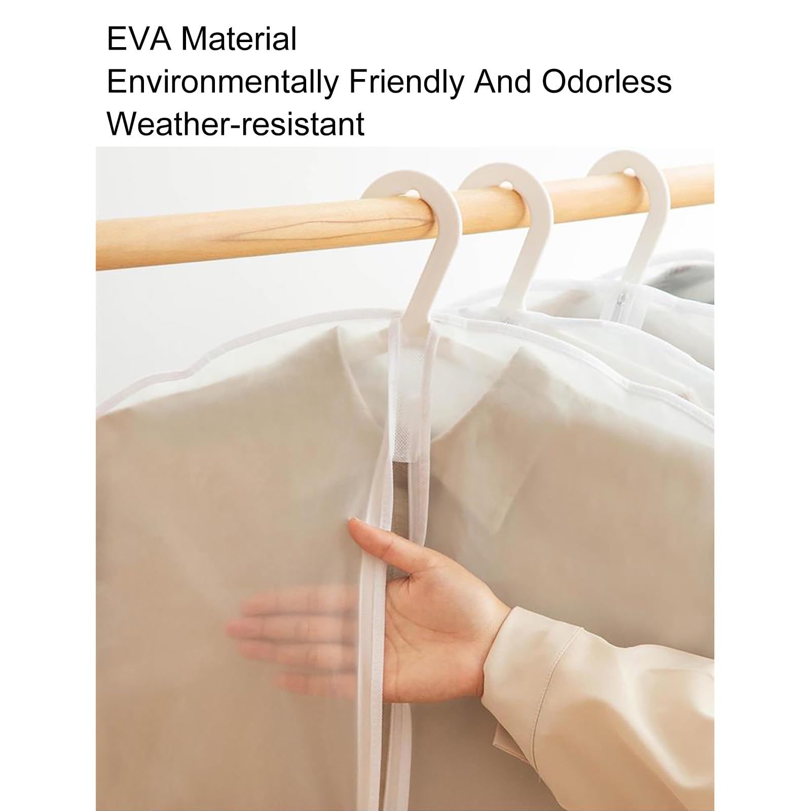 Lot de 5 Housses de Vêtements Translucides en Eva, Housses à Vêtements, avec Fermeture éClair, pour Manteaux, Vestes et Chemises(24x39in/60x100cm)
