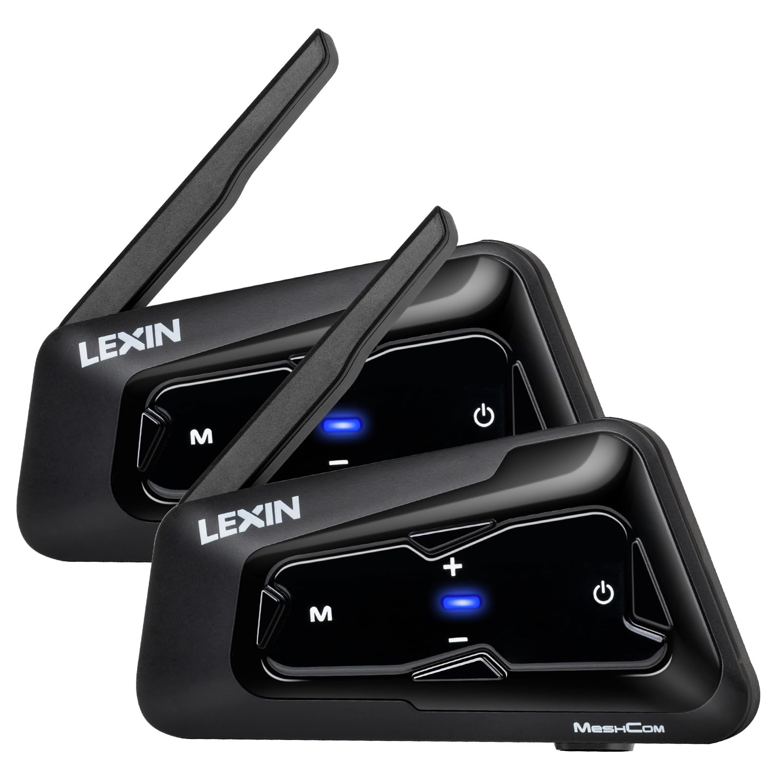 LEXIN MeshCom Bluetooth Headset für Motorrad, Helm Mesh Kommunikationssystem, CVC und DSP Geräuschunterdrückung, Audio-Multitasking Funktion, IP67 Wasserdicht, Doppelpack