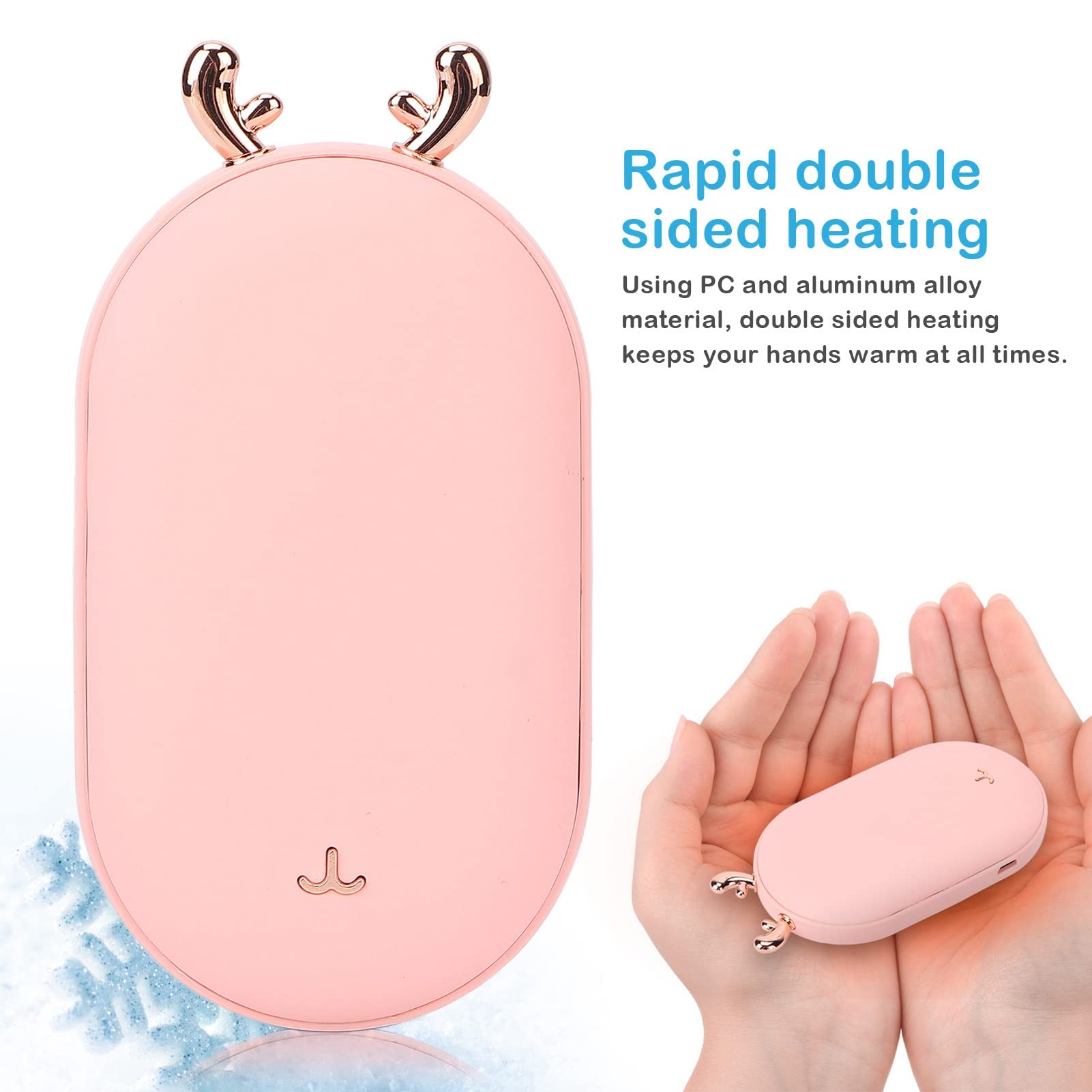 Calentador de manos recargable para hombres y mujeres, calentador de bolsillo portátil, calentamiento rápido, calor de doble cara, para actividades al aire libre, (Aceite en spray rosa)