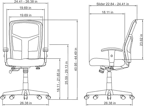 Miniatura 3 de Lorell ErgoMesh - Silla giratoria ejecutiva, respaldo alto, color negro