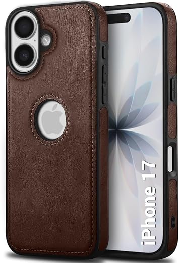 TheGiftKart Genuine Leather Finish Back Cover Case for iPhone 17 | Shockproof Design | Raised Edges for Camera & Screen Pr...