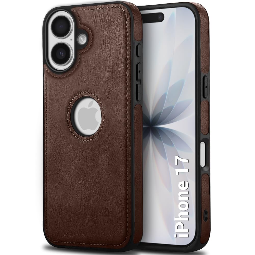 TheGiftKart Genuine Leather Finish Back Cover Case for iPhone 17 | Shockproof Design | Raised Edges for Camera & Screen Pr...