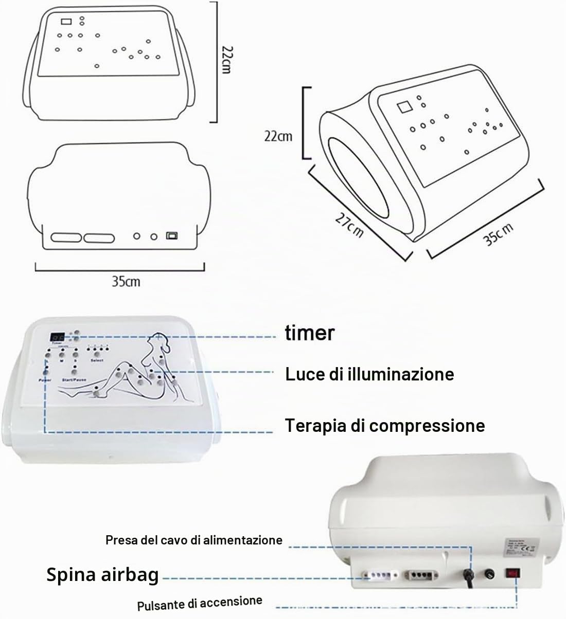 Pressoterapia Linfodrenaggio per Casa Massaggiatore Elettrico Compressione Massaggiatore Anticellulite Macchinario Macchina Linfodrenaggio Tuta Drenaggio Linfatico,Linfodrenaggio