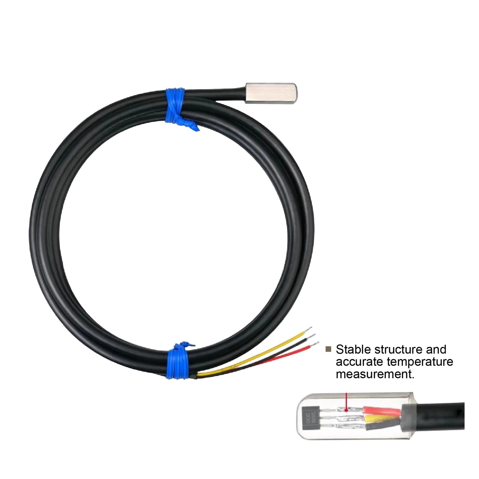 Capteur de température Sensor de Temperatura de Superficie, sonda Adhesiva Impermeable, Sensor Digital de Superficie Plana con Cable RVVP(SMD Package 1.5M)