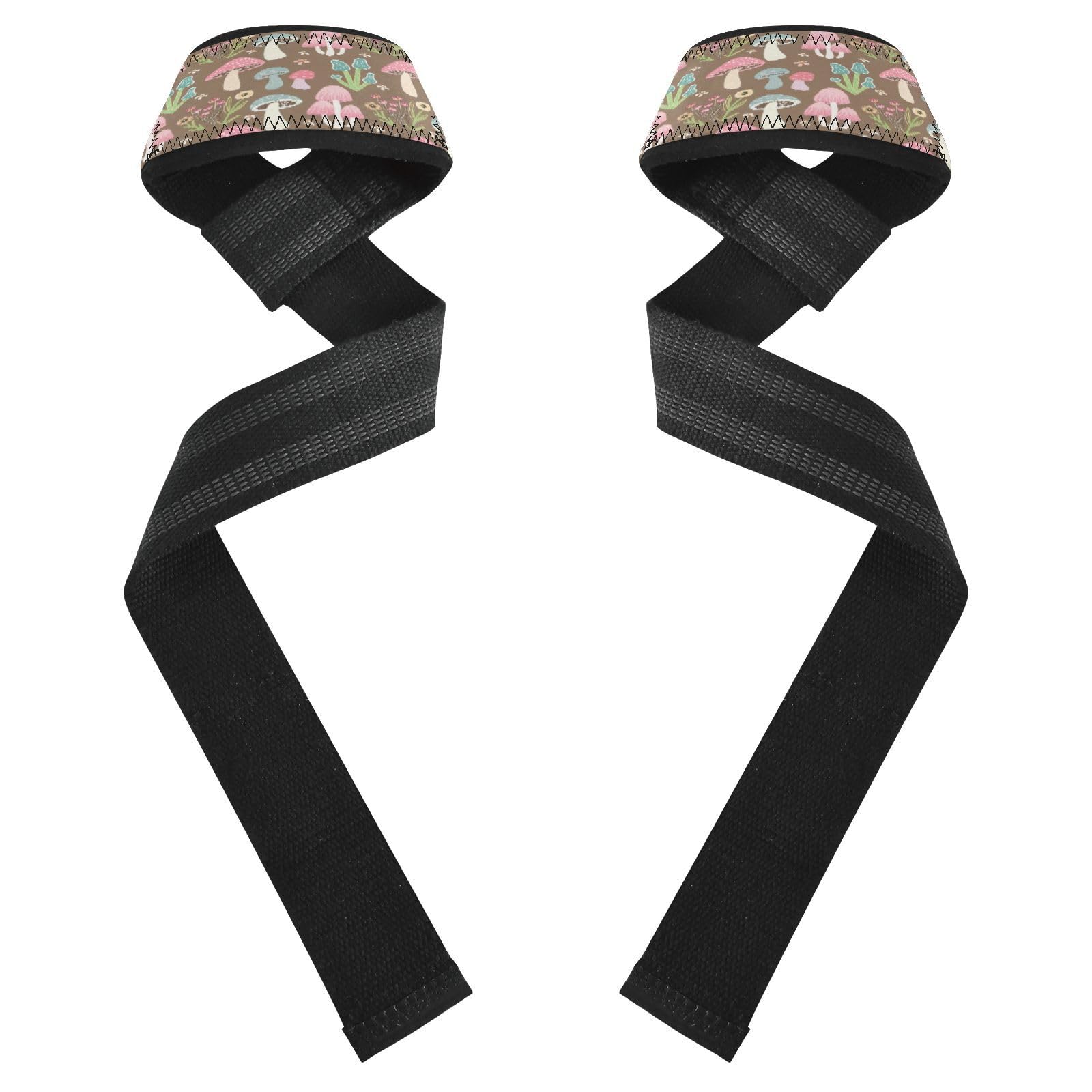 STAYTOP Cute Cartoon Mushrooms Wrist Straps for Weightlifting,Lifting Straps with Neoprene Cushioned Wrist Padded and Anti-Skid Silicone for Strength Training,Bodybuilding,Deadlifting