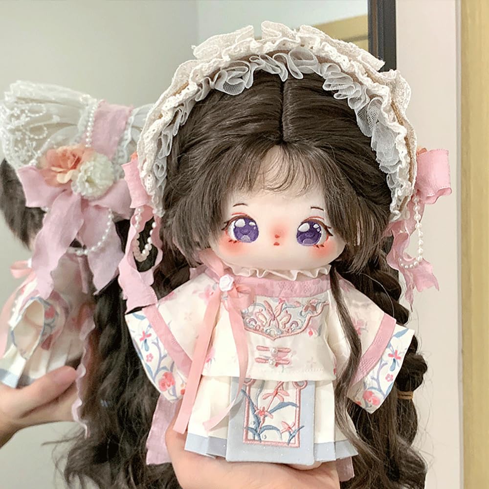 niannyyhouse Bambola di peluche da 20 cm, vestito, cappotto, gonna, stile antico Hanfu, 20,3 cm, bambola di peluche Dressup (A1)