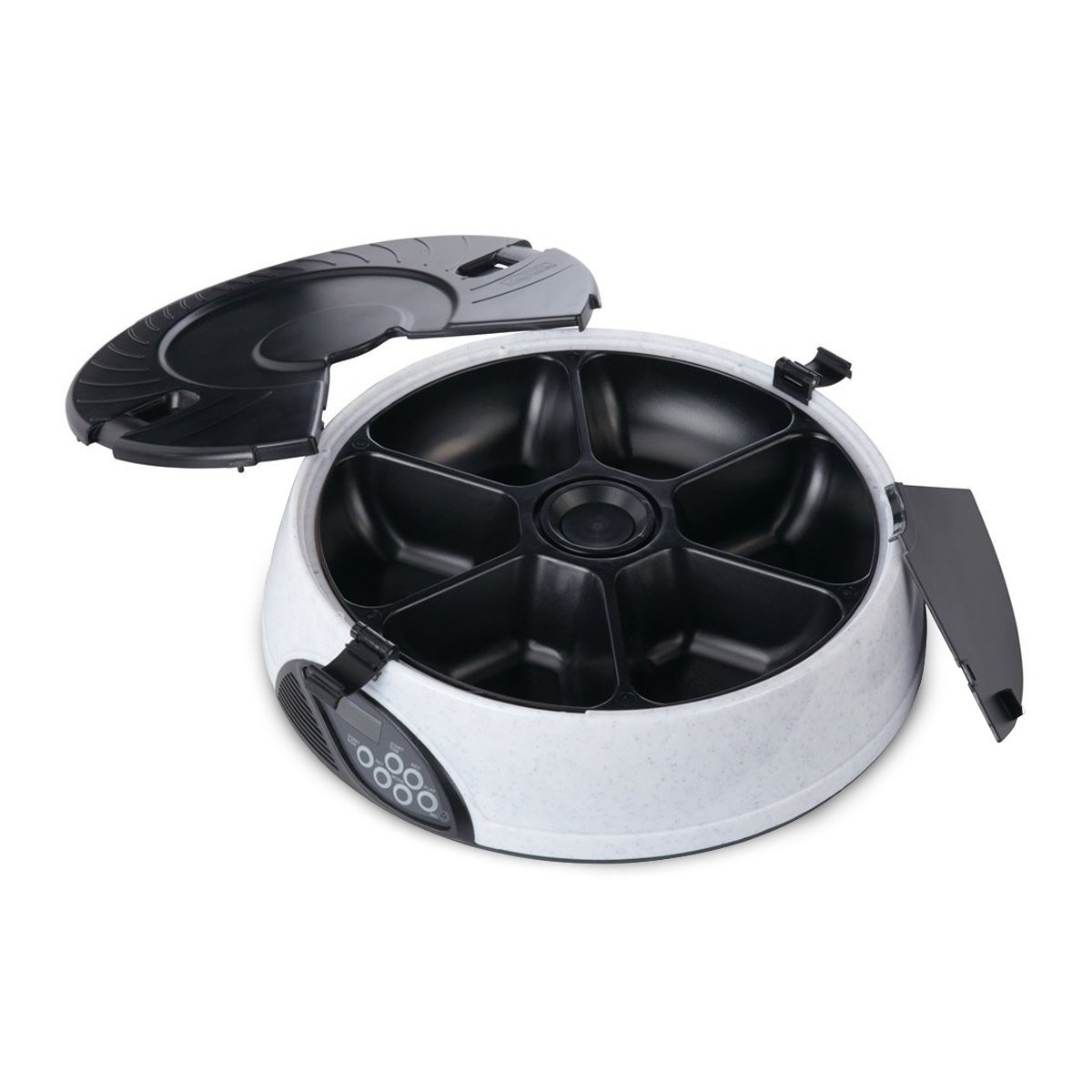 PETCUTE Comedero automático de gatos y dispensador de alimentos para mascotas con grabadora de voz (6 comidas / día programable) Blanco