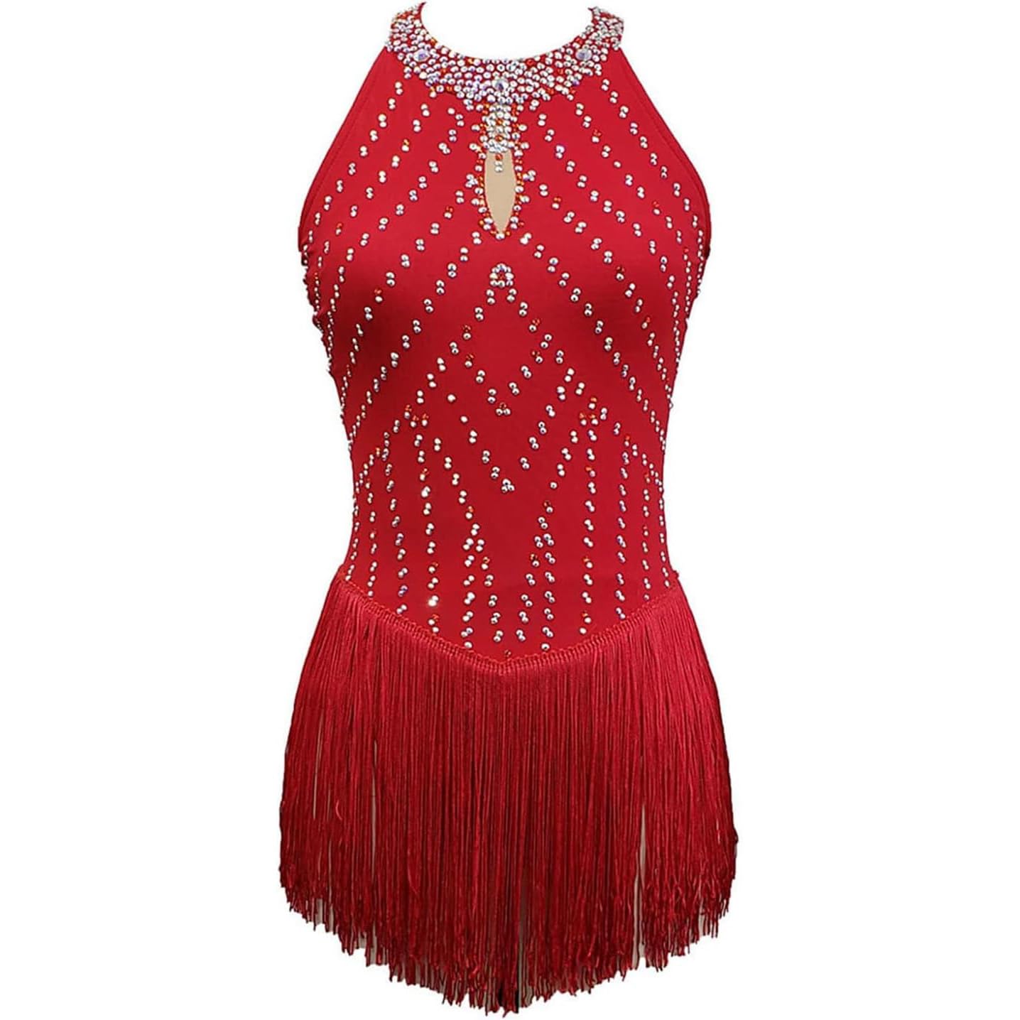 Abito da Pattinaggio Artistico Costumi da Gara di Pattinaggio su Ghiaccio con Frange per Bambine Vestiti da Sportivo da Body da Ginnastica Gonna da Pattinaggio A Rotelle
