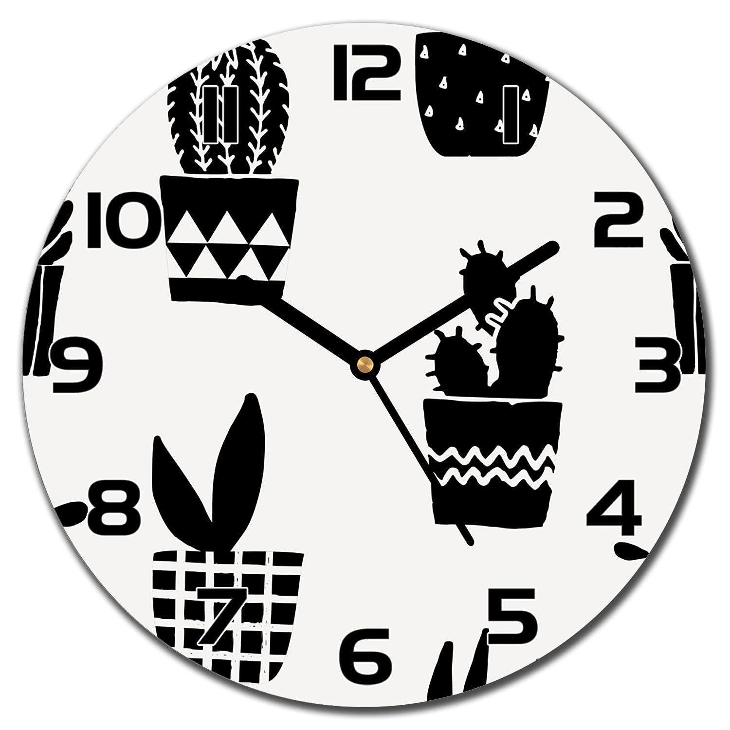 Horloge en verre moderne de cuisine ou salon 30 cm motif Cacti Coloray