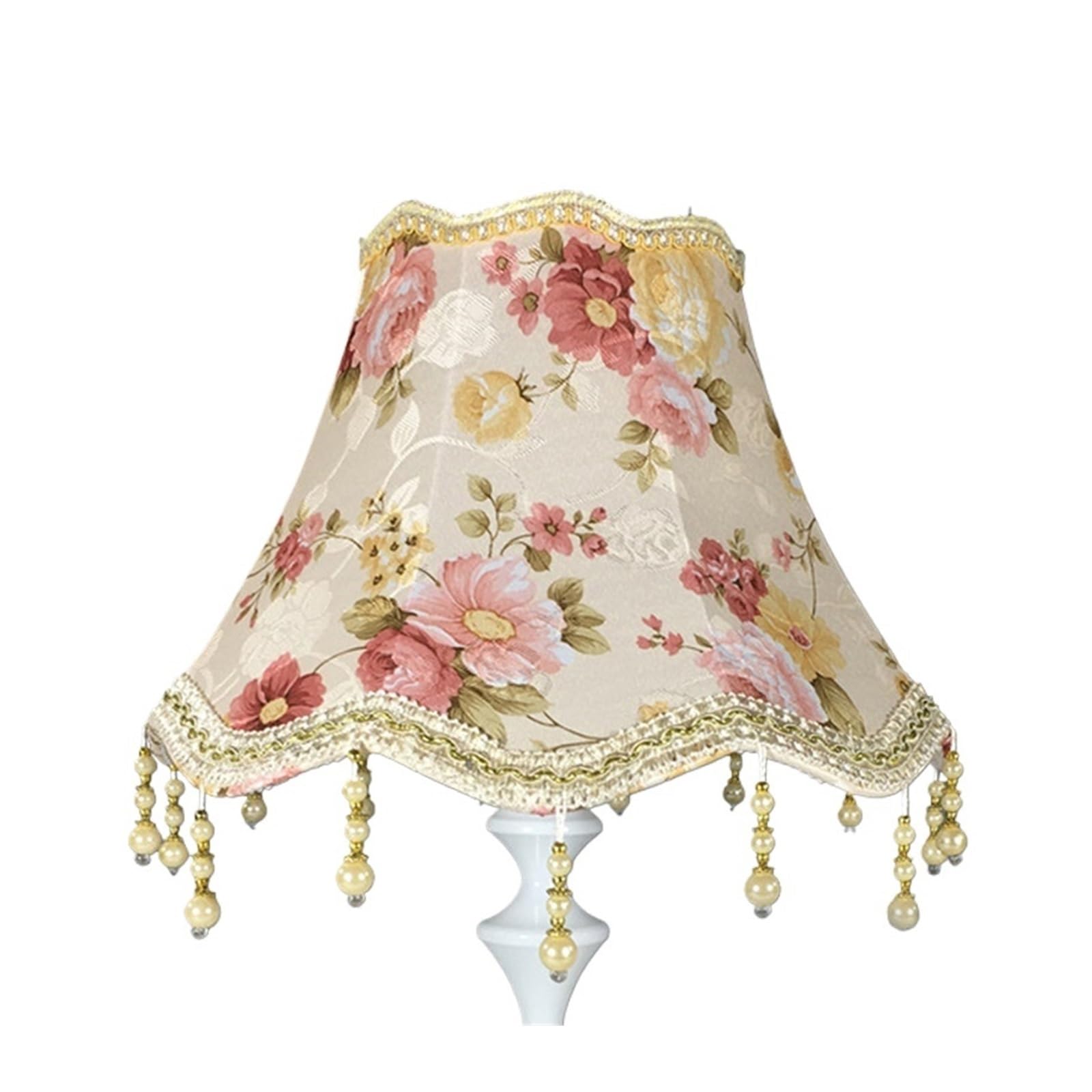 Luysgbxr Color-02 Tassel Lampshade Pearl Tassel Table Lamps Shade Cloth Fringe Beads Cover Retro Bedroom Decoration