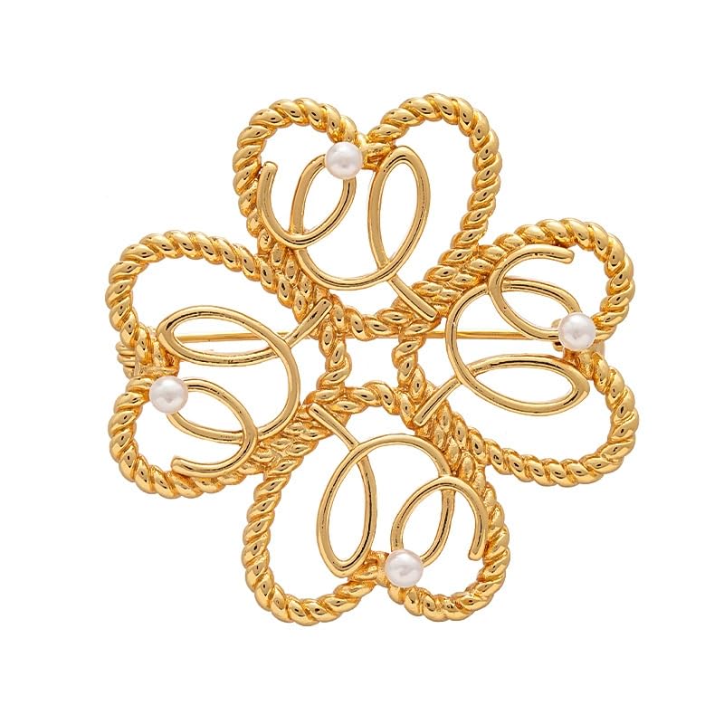 Image of Gold Brooches for Women Ladies Yellow Broach Flower Bow Rhinestone Lapel Pins Blazer Dress Denim Jacket Accessories