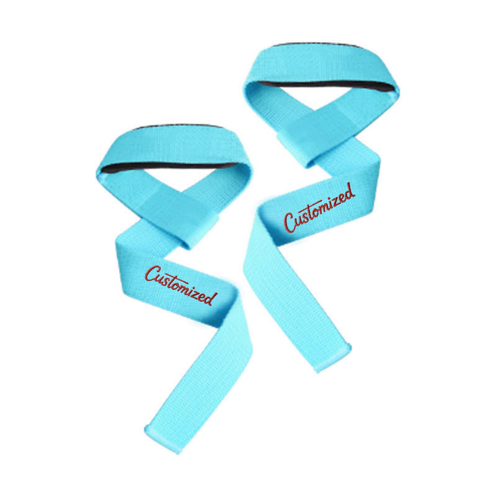 2Pcs Personalized Embroidered Weightlifting Wrist Straps, Custom Gym Training Wraps for Bodybuilding, Powerlifting, Deadlifts, Strength Training, Customisable Gift for Fitness Enthusiasts (Sky Blue)