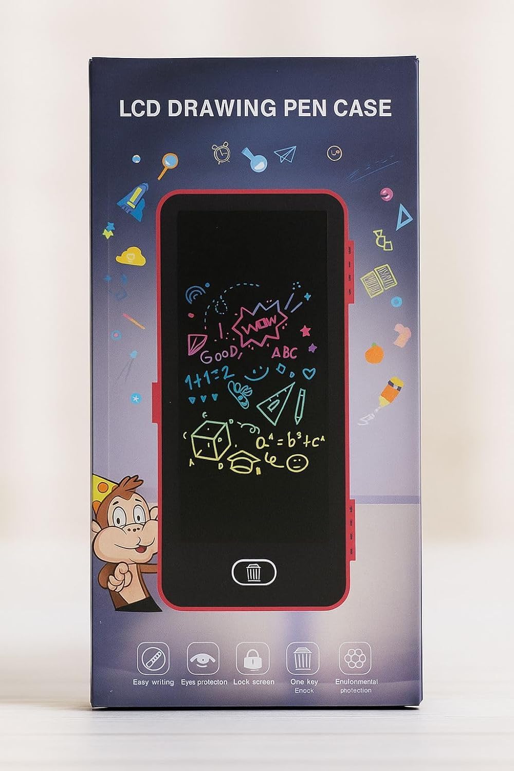 LCD Drawing Pen Case, Pink, with Stylus Pen, Lock Screen, One Key Erase, Kids Writing Tablet-image-49