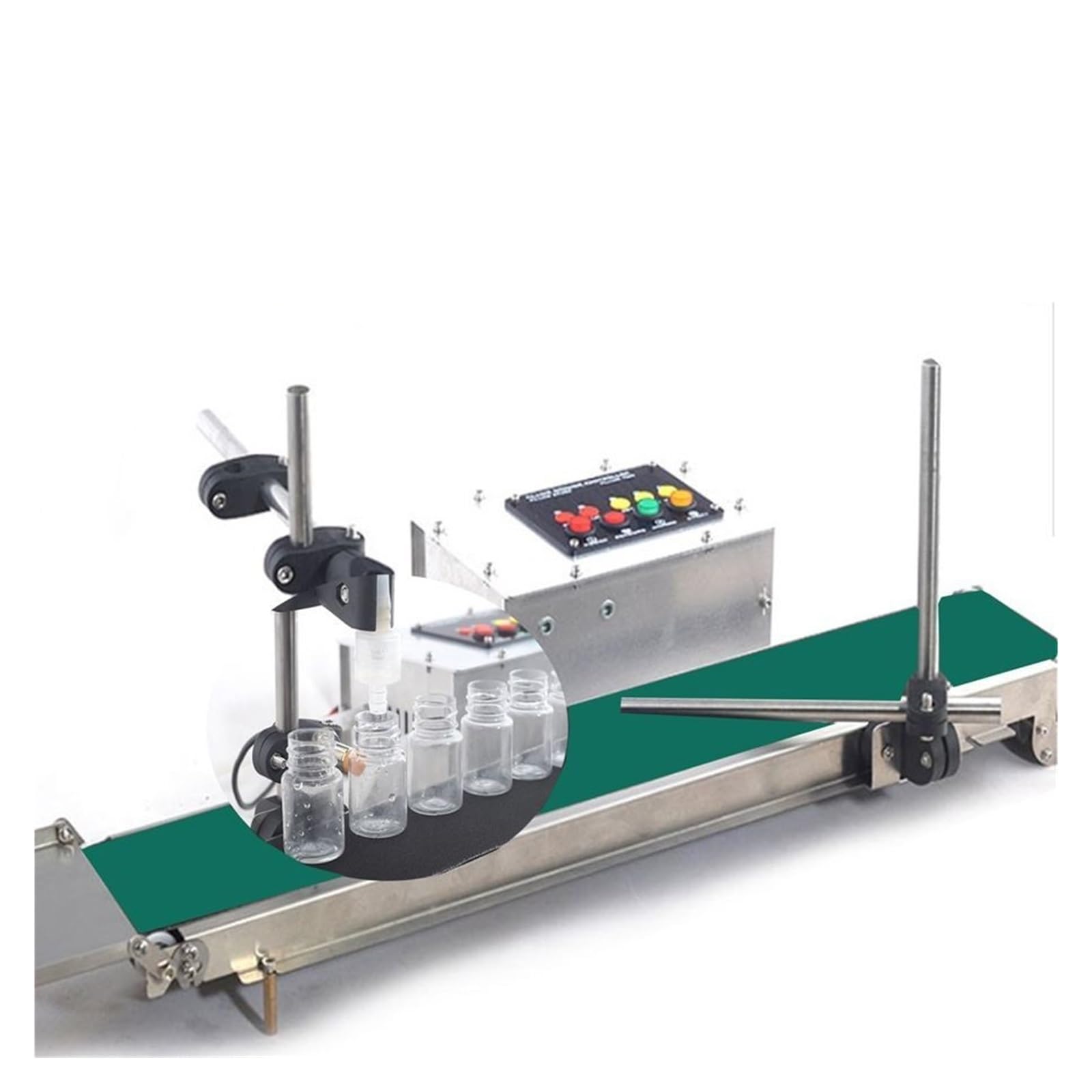 Máquina de llenado líquidos automática con cinta transportadora, llenador un solo cabezal, Perfume, agua, puede detectar resistencia al calor alta precisión,Mayor Precisión(Single head transmit)
