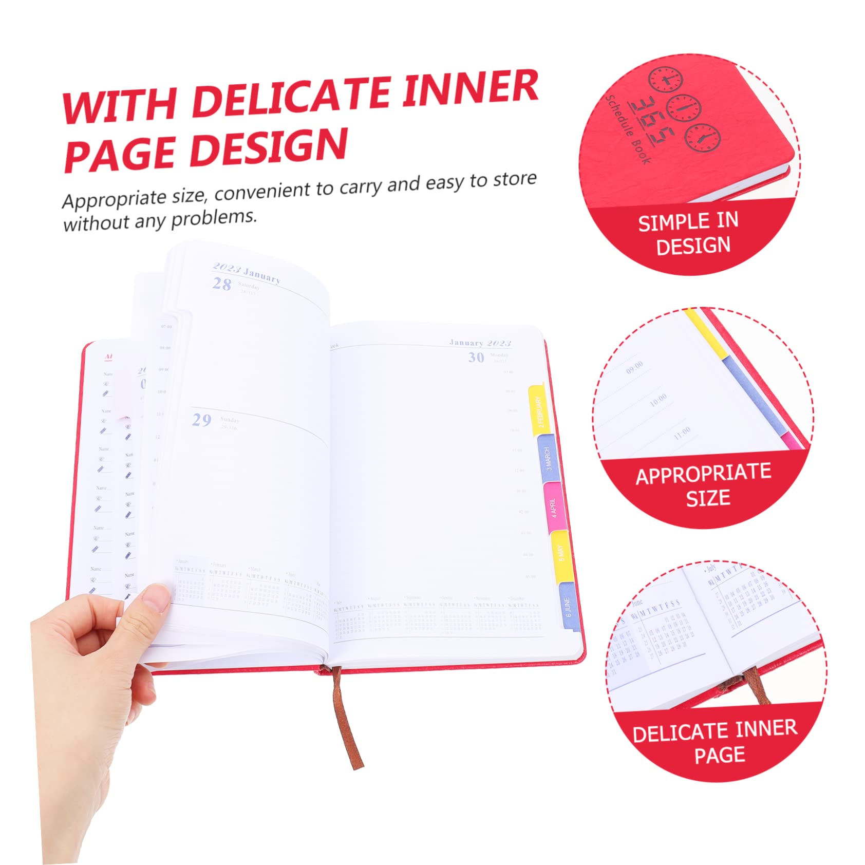 Agenda Scolastica Inglese A5 2023 in Carta Rossa, 1 Pezzo | Pianificazione Settimanale e Mensile, Formato Portatile, Design Semplice Pagine Interne Delicate