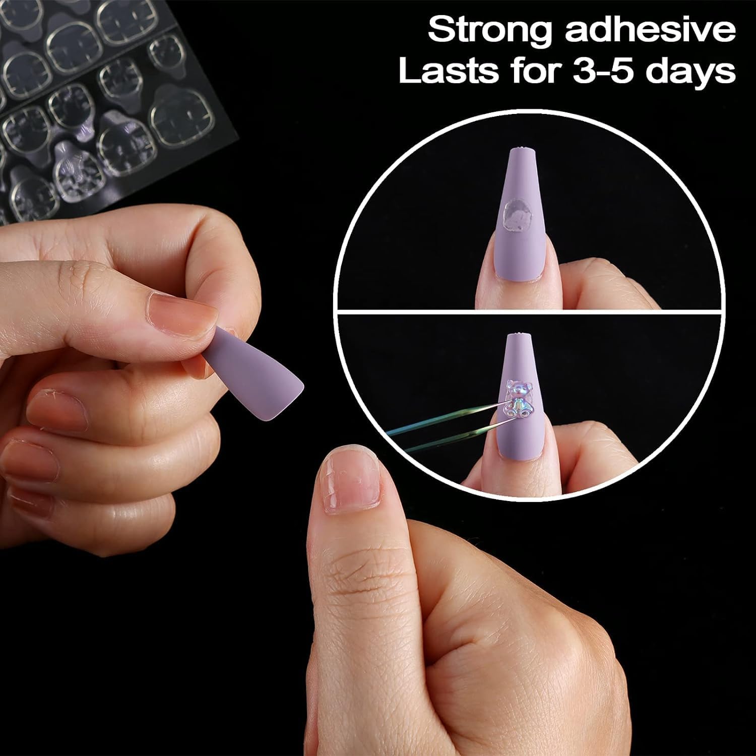Keli 2 Pcs Strong Nail Adhesive Tabs for Press On Nails – Double Sided Jelly Nail Glue Stickers for False Nails, Acrylic Nails & Nail Art – Easy to Use, Waterproof, Long-Lasting & Damage-Free Removal 3