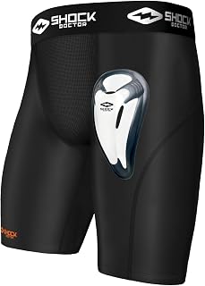 Shock Doctor Boys' Compression Shorts with Bio-Flex Cup - Moisture-Wicking Vented Protection for Sports