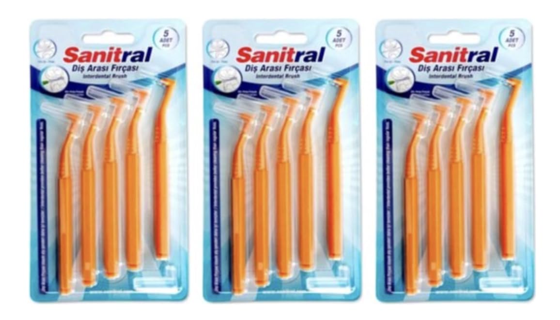 Sanitral Angle Interdental Brushes (1.2 mm, Size 7), Angled Toothbrush for Cleaning Teeth, Excellent Access Between Teeth
