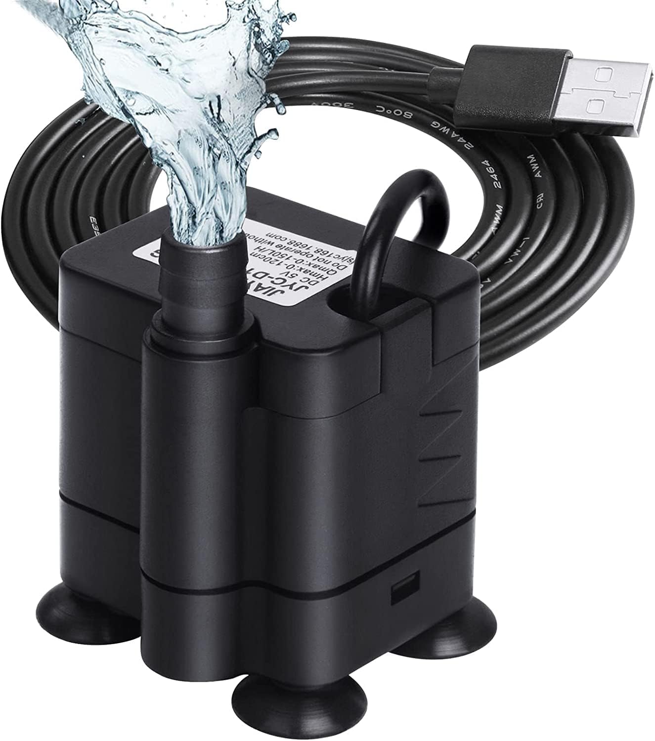 Khazna Fountain Submersible Water Pump 2PCS, Upgrade Bottom Suction Pump, 150L/H USB Water Pump for Aquarium, Fish Tank, Statuary and Hydroponics for Fountain Aquarium Pond Garden DC 5V
