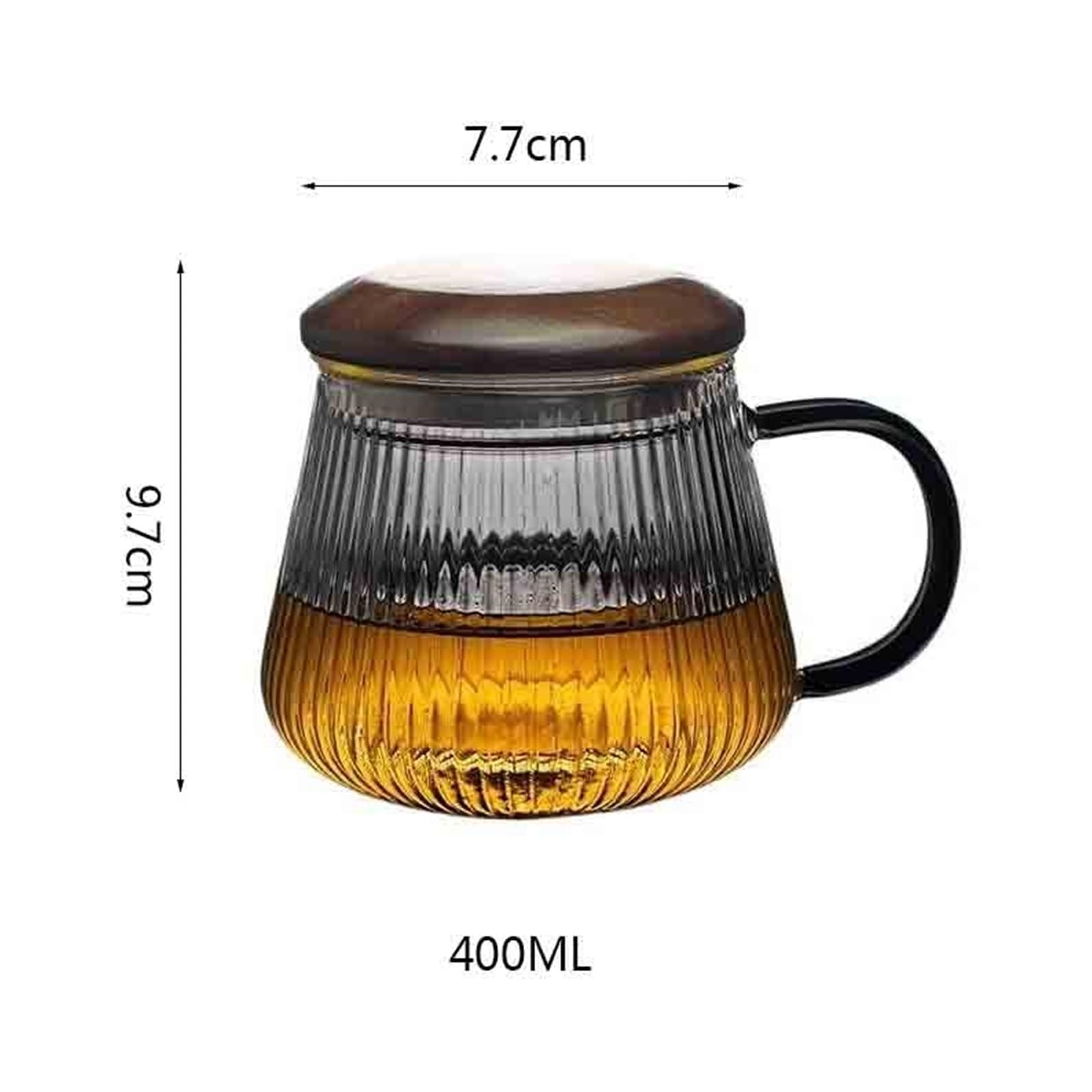 Cucina Tazza da tè in vetro a righe verticali con infusore e coperchio(Piccolo)