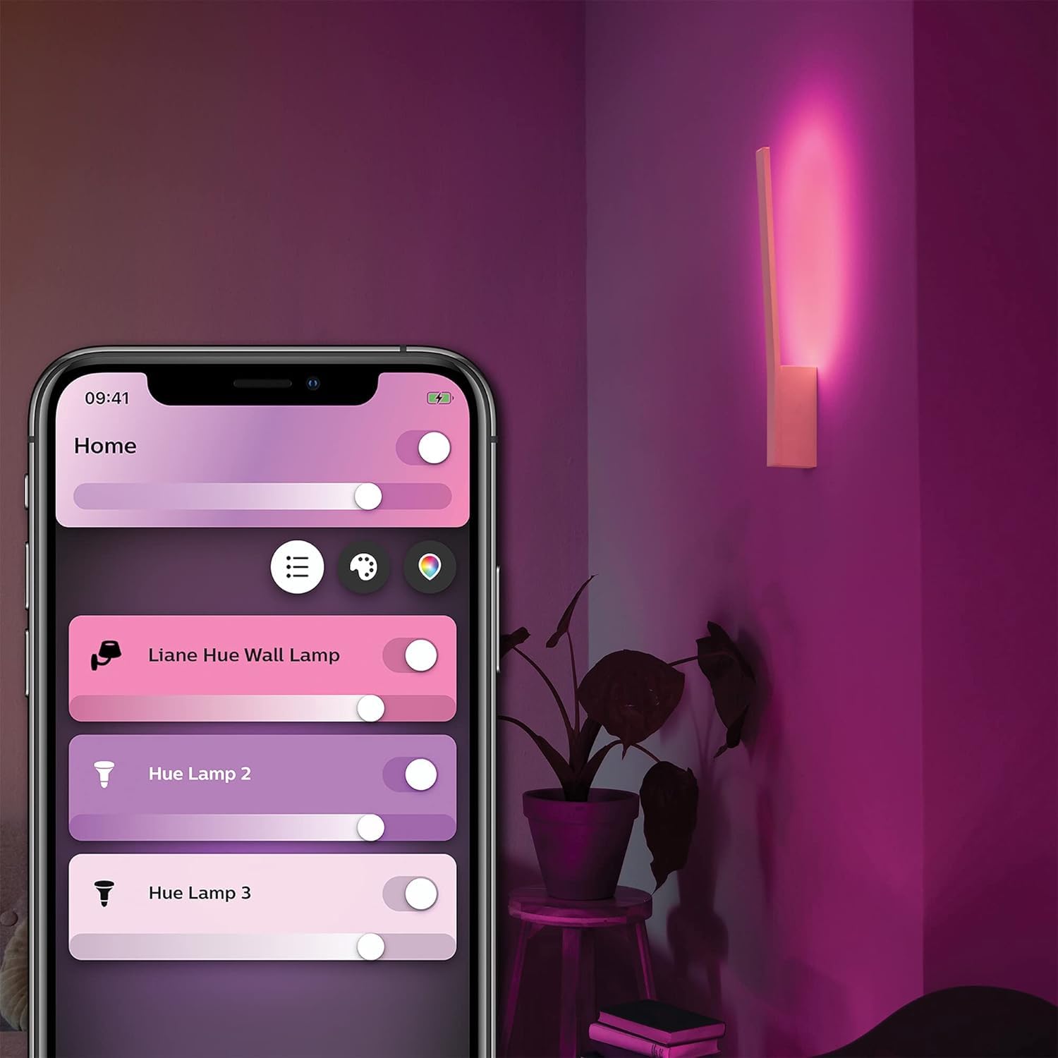 Philips Hue White & Col. Amb. LED Wandleuchte Liane, weiß, dimmbar, 16 Mio. Farben, steuerbar via App, kompatibel mit Amazon Alexa (Echo, Echo Dot)