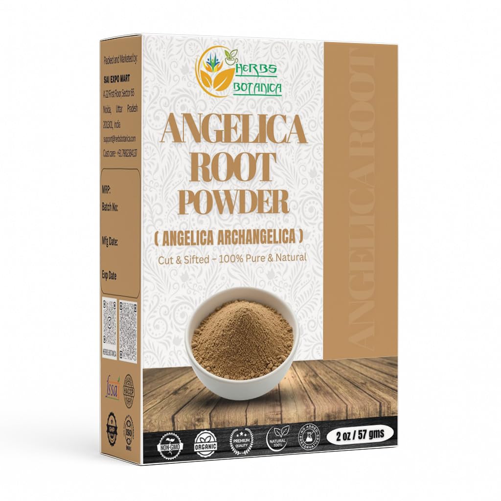 Herbs Botanica Angelica Root Powder 100% Pure & Natural Angelica Herb (Angelica Sinensis) for Herbal Tea, DIY Wellness & Beauty Finely Ground, Non-GMO & Additive Free 2 oz Pack