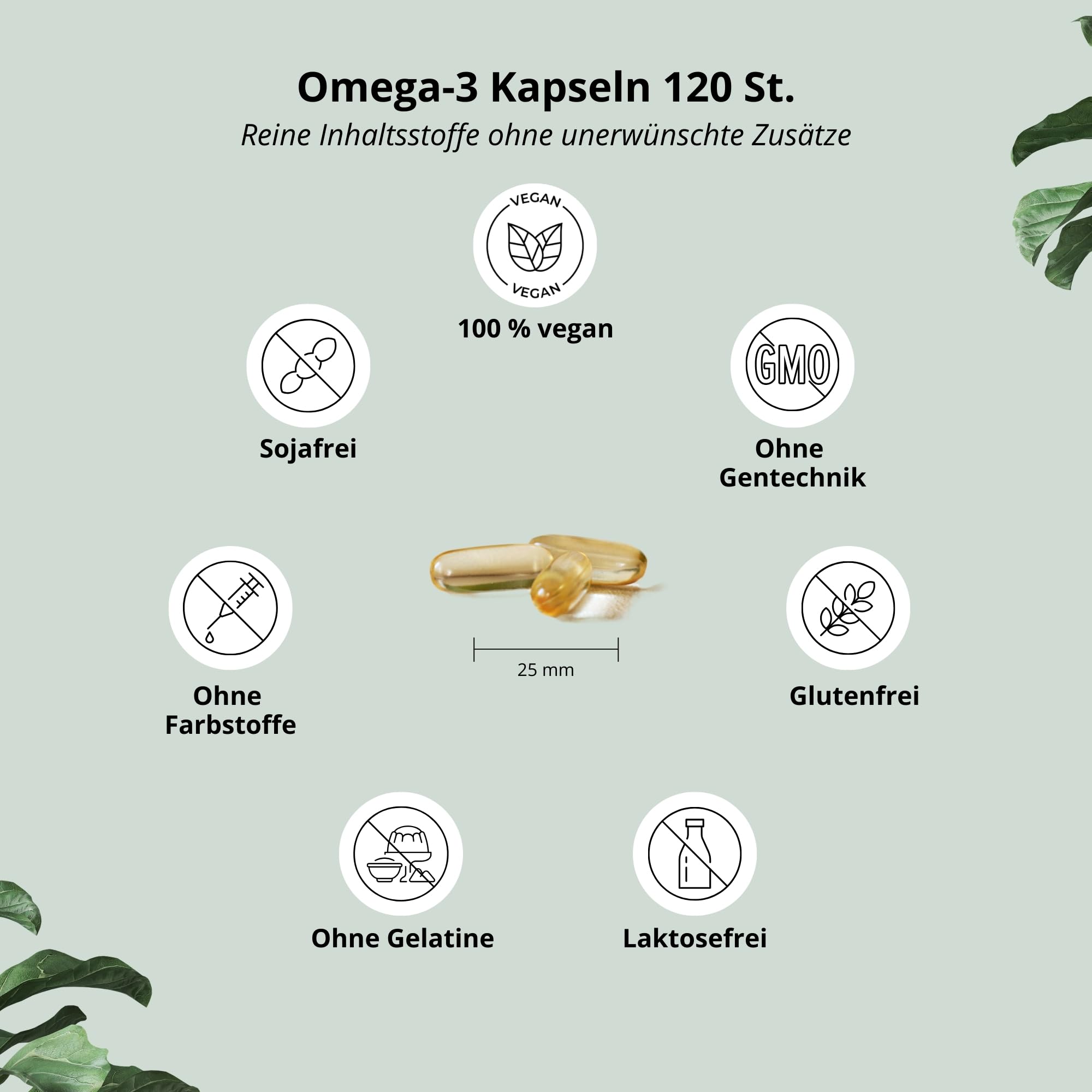 Nutri + Vegan Omega 3-120 Kapseln aus Algenöl - 2000 mg Algen Öl hochdosiert mit 600 mg DHA 300 mg EPA - hochwertig, natürlich und laborgeprüft