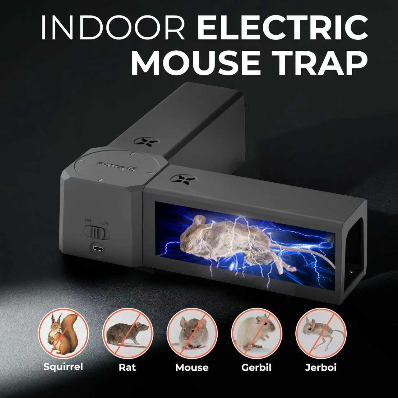 Trappola per Topi Elettrica 2000V con 2 Scomparti per Esca, Trappola Elettrica per Piccoli Topi Ricaricabile, Trappola per Topi da Interno con Indicatore LED, Riutilizzabile per Casa, Cucina e Garage