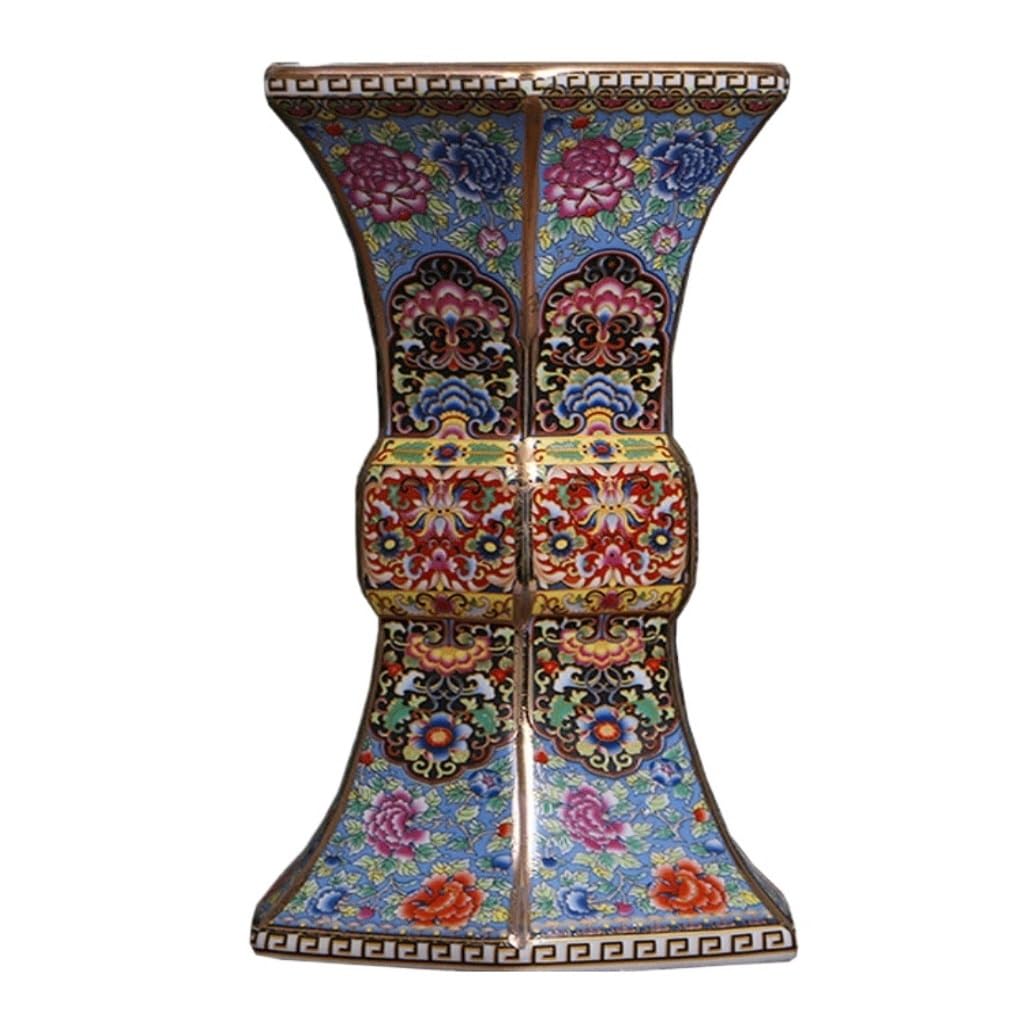 Wazon na kwiaty, ceramiczny wazon, emaliowane naczynie prezentowe, sześciokąta butelka kwadratowa, antyczna chińska porcelana, ozdoba, wazon w stylu chińskim (niebieski A)