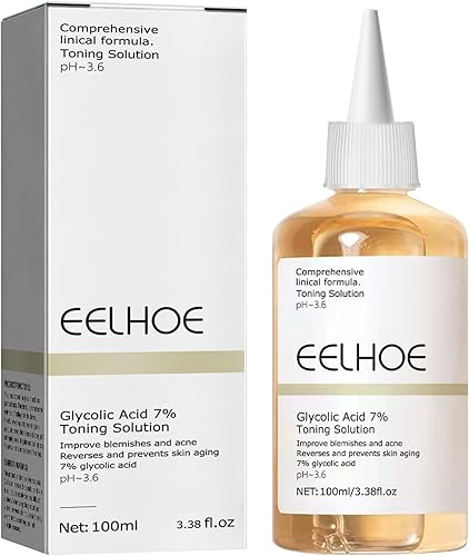 Solución de rejuvenecimiento tonificante de ácido glicólico de 3.4 fl oz, exfoliación facial de poros de ácido glicólico al 7 %, rejuvenece tu piel,
