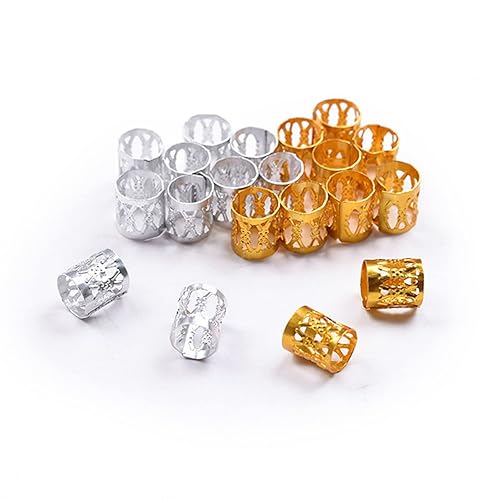 Miniatura 4 de Ryalan Anillos de joyería para el cabello, decoraciones para el cabello, cuentas de rastas de aluminio, puños de metal, para mujeres y niñas,