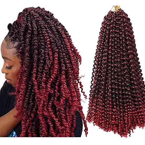 7 Packs Passion Twist Hair 18 Inch Long Water Wave Synthetic Braiding for Black Women with Senegalese Crochet Twist Hair for Passion Twist Crochet Hair Extensions (1B/BUG#)