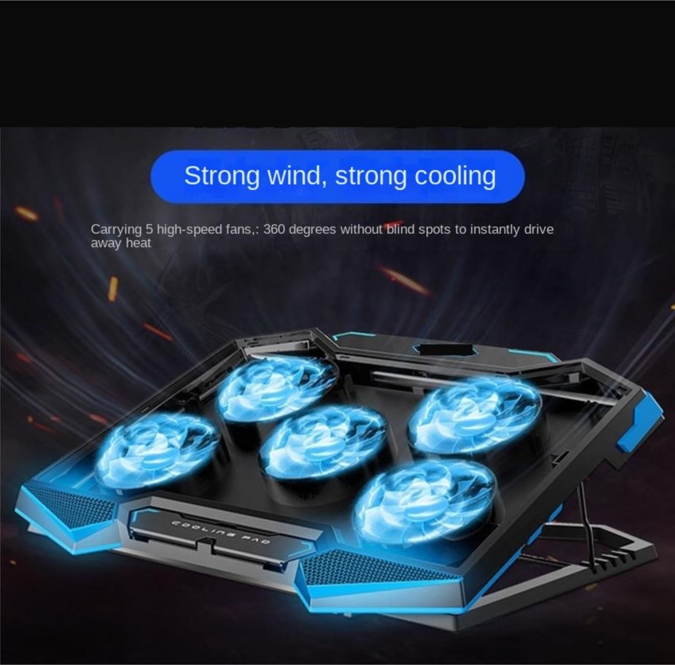 Base di raffreddamento da Gaming Raffreddatore For Laptop Da Gioco Con 5 Ventole Silenziose, Adatto A 12-19 Pollici, Altezza Regolabile per PC Notebook
