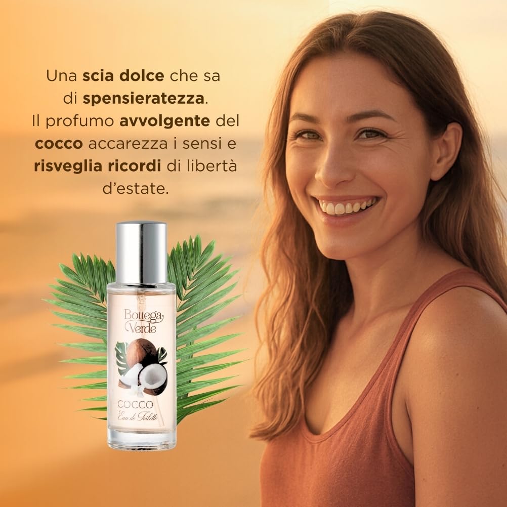 Bottega Verde - Eau de toilette Cocco - Profumi Donna - Profumo Vaniglia e Note Fiorite - Fragranza Esotica e Avvolgente - Parfum Donna Rinfrescante - Perfume Ideale per l’Estate - 30 ml