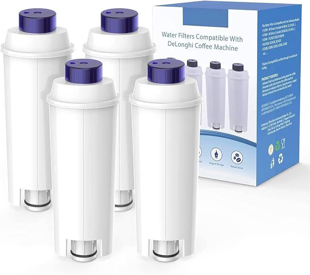 Water Filter for Coffee Machine Filter DLSC002 with Activated Carbon Softener, Filter Compatible with ECAM, Esam, ETAM, BCO, EC. (4 packs)