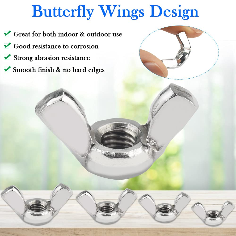 FIGFYOU 60 Stk Flügelmuttern M4/M5/M6/M8 Flügelmutter  