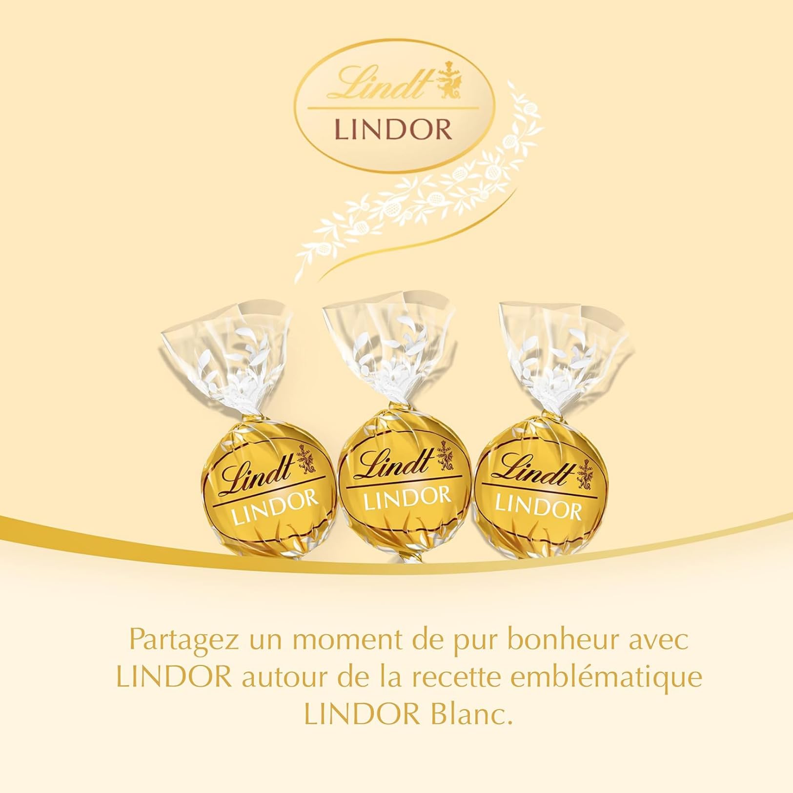 LINDT - 100 bouchées LINDOR Chocolat Blanc Fondant - Boîte 1,25 kg