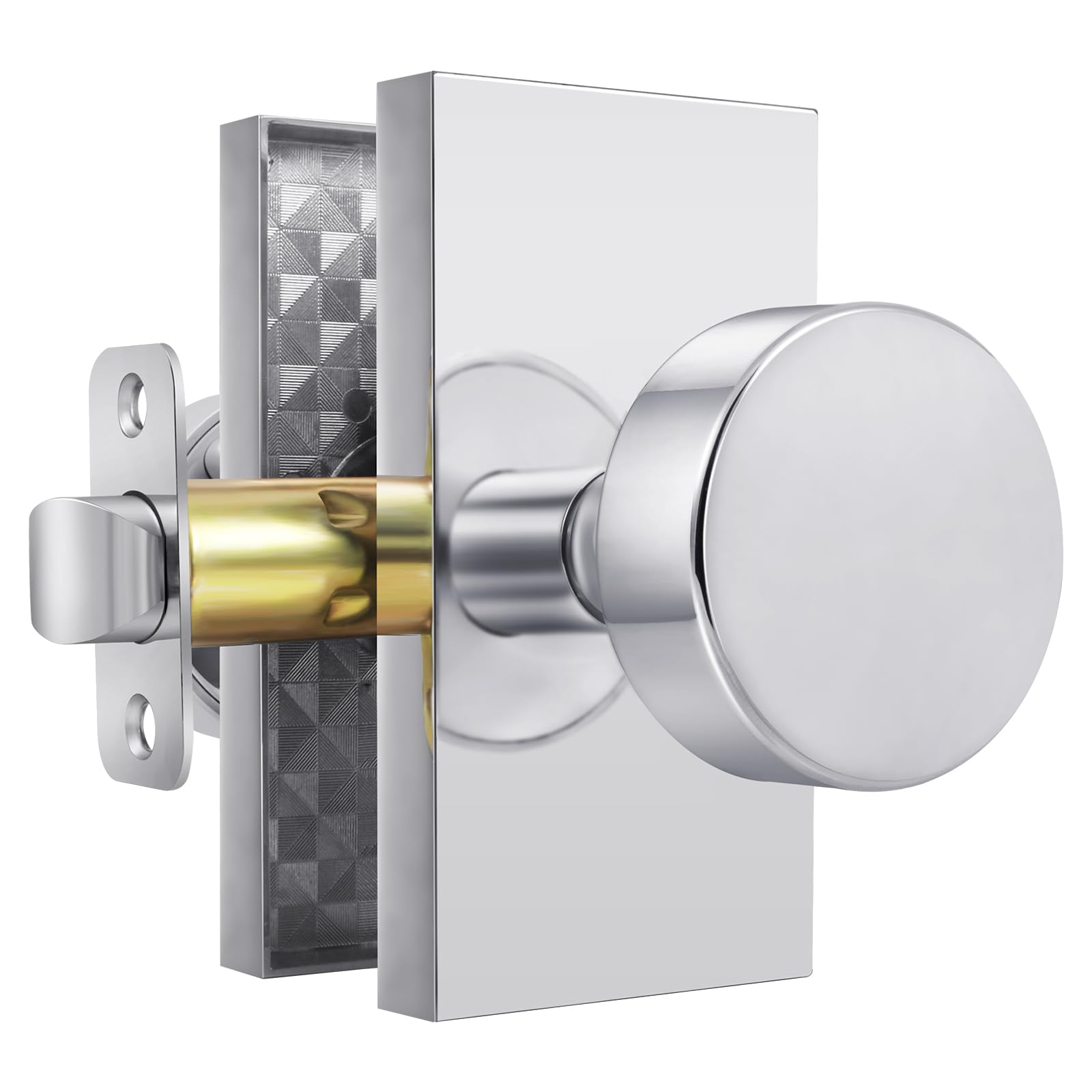 Satin Brass Privacy Door Knobs with Lock -13