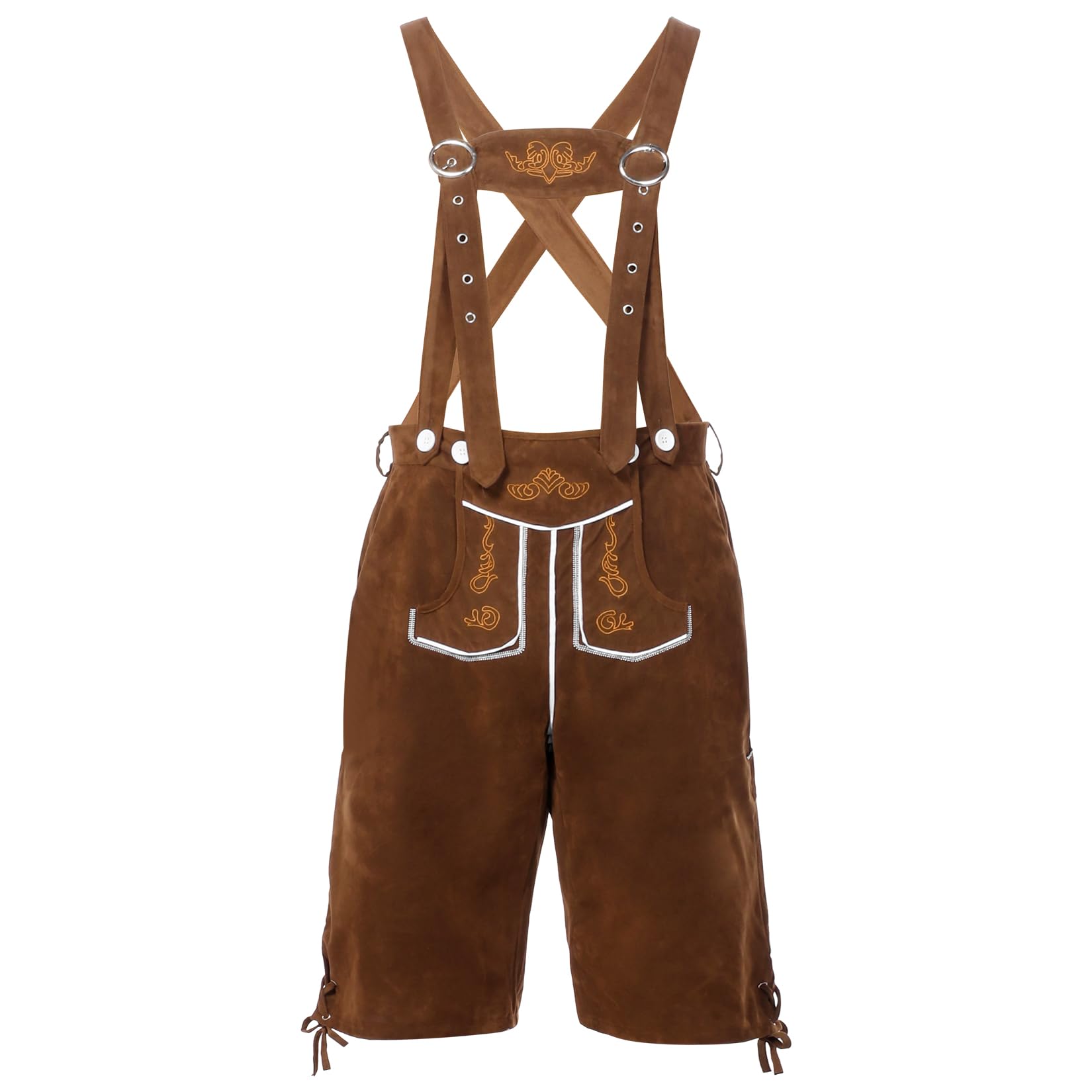 Angenster Lederhosen Men, Oktoberfest Outfit Mens October Festival Costume Mens Bavarian Costume with Braces, Traditional Lederhosen German Oktoberfest Outfit for Oktoberfest Fancy Dress (Brown, L)