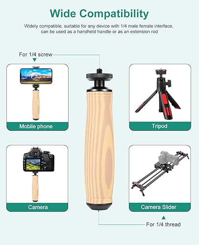 Miniatura 6 de PULUZ Estabilizador de cámara de mano, soporte universal para cámara con interfaz de rosca de trípode estándar de 1/4 pulgadas, mango de cámara