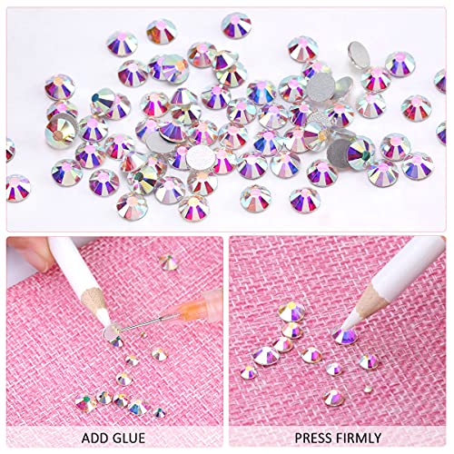 Novani Rhinestones 1440pcs SS20 Glass Rhinestones Crystal Flatback Gemstones for Crafts Nails Makeup Bags and Shoes Decoration(SS20, Crystal AB)